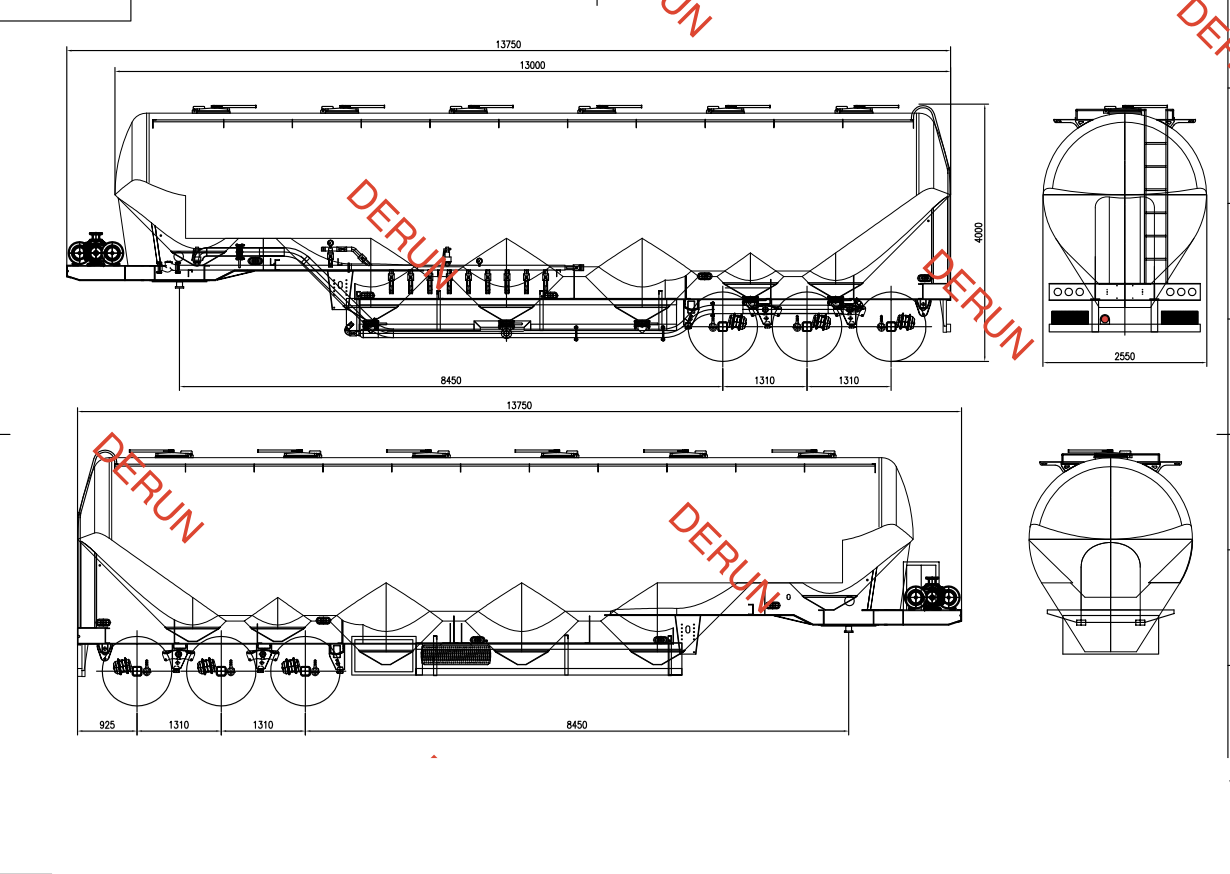رسم 56 CBM Cement Tank Semi Trailer