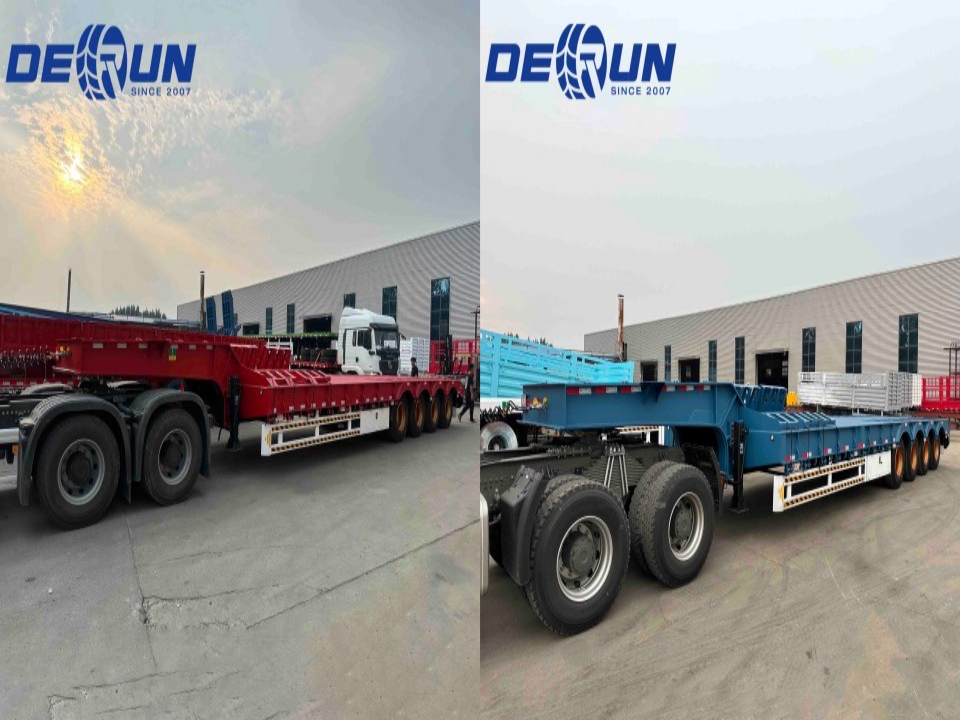 Derun 4 Axle Lowbed Semi Trailer ناجح متجهًا نحو الميناء