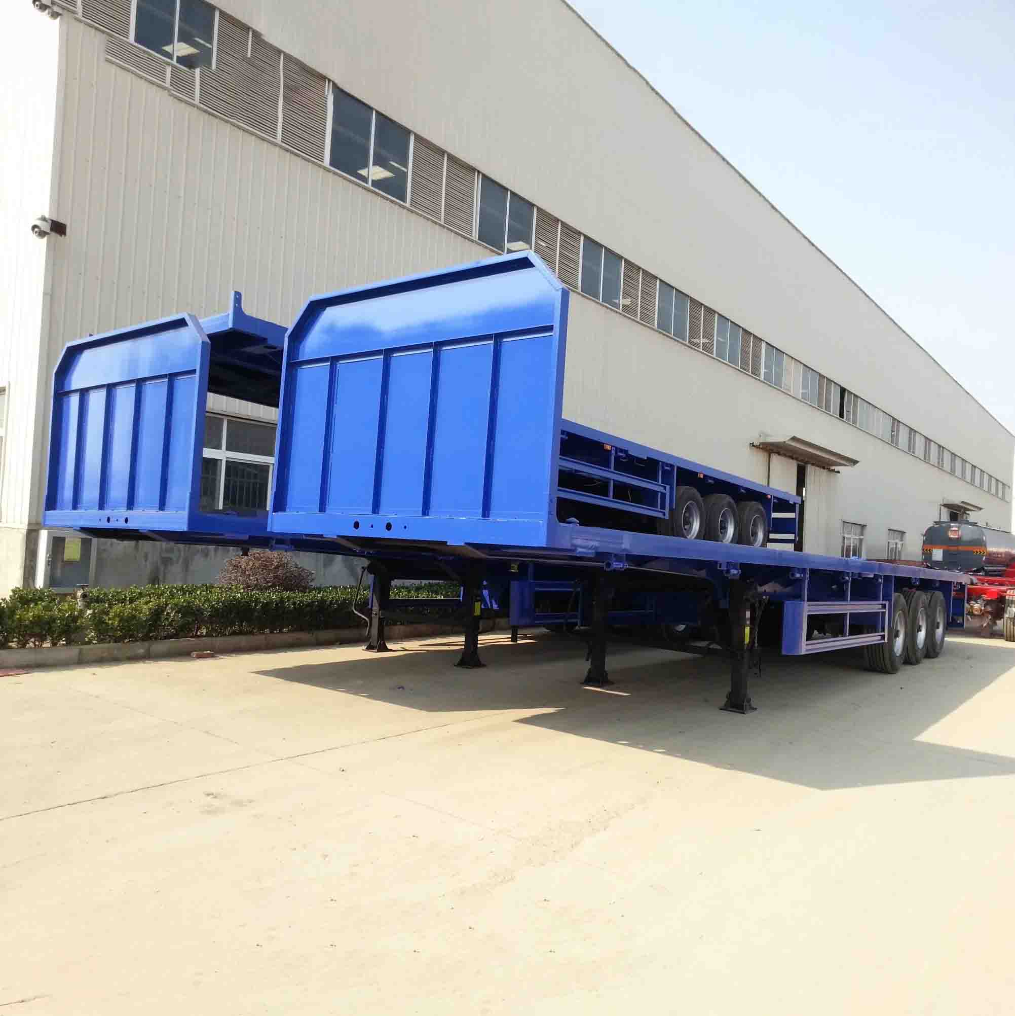 Derun Flatbed Semi مقطورة مع اللوحة الأمامية